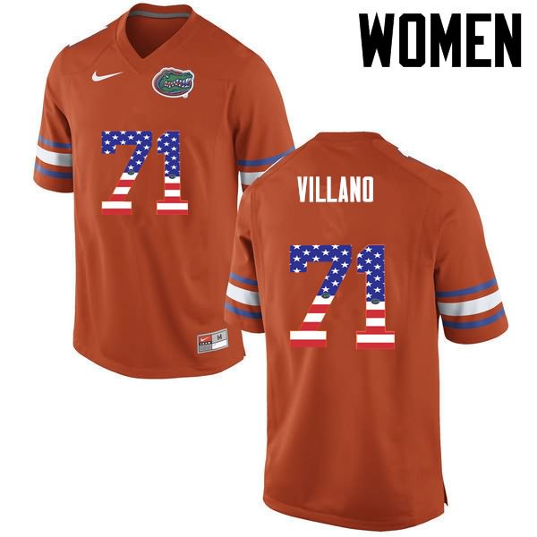 NCAA Florida Gators Nick Villano Women's #71 USA Flag Fashion Nike Orange Stitched Authentic College Football Jersey XME4564BH